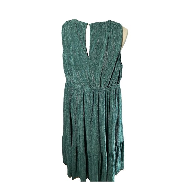 Torrid Crinkle Knit Surplice Tiered Midi Skater Dress Pine Green Plus Size 3X - Picture 8 of 16